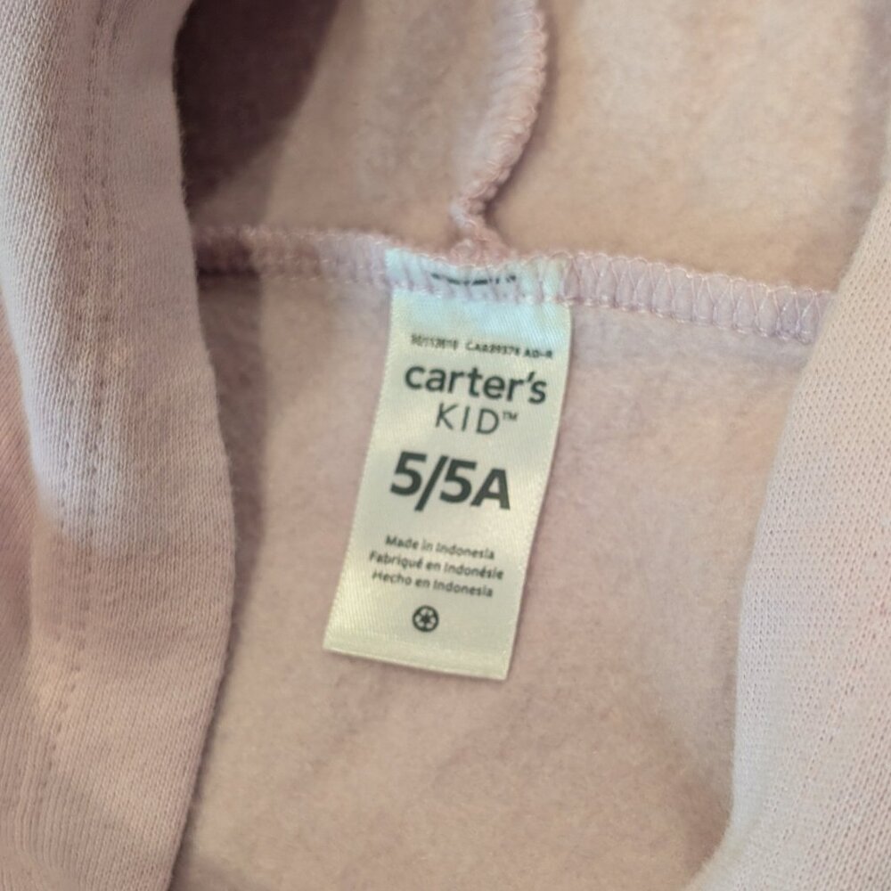 Carter's KID, Hoodie Dress, PInk.Grey w Strs, Sz 5/5A - Picture 3 of 10